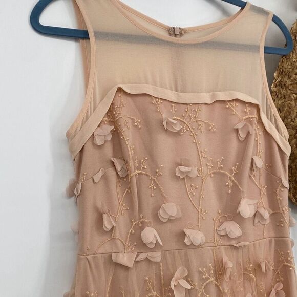 Anthropologie Eva Franco Flutter Fleur Dress Size 2 Tulle Flower Petal Pink Blus - Picture 6 of 16